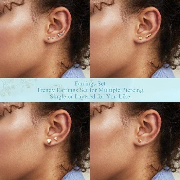 🆕 Women Gold Small Hoop Earrings Trendy Chunky Multiple Piercing Jewelry Gift - Picture 5 of 7